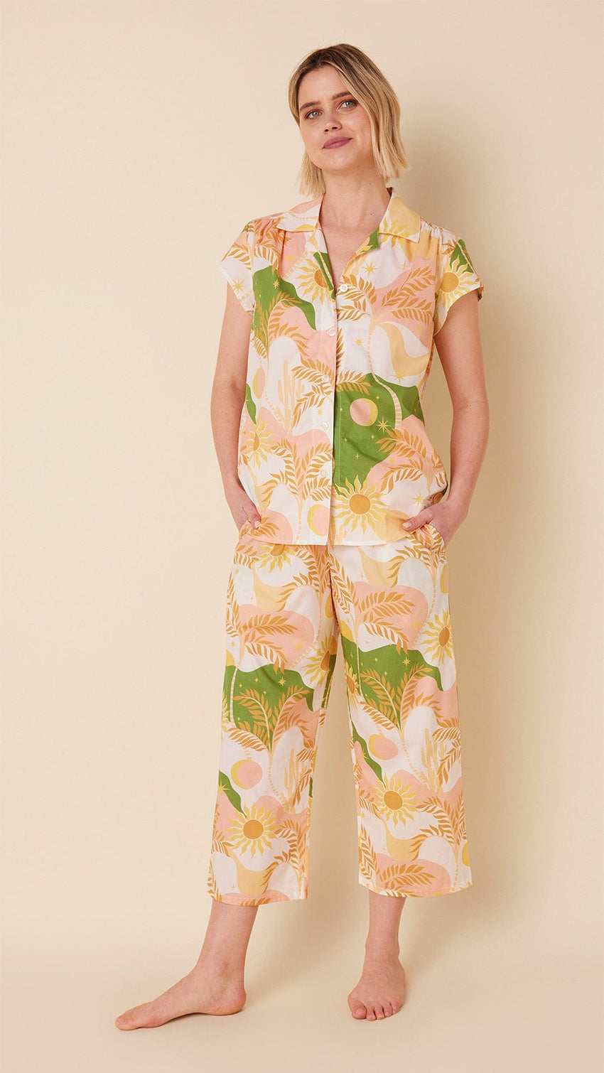 Sun & Moon Luxe Pima Capri Set Main White