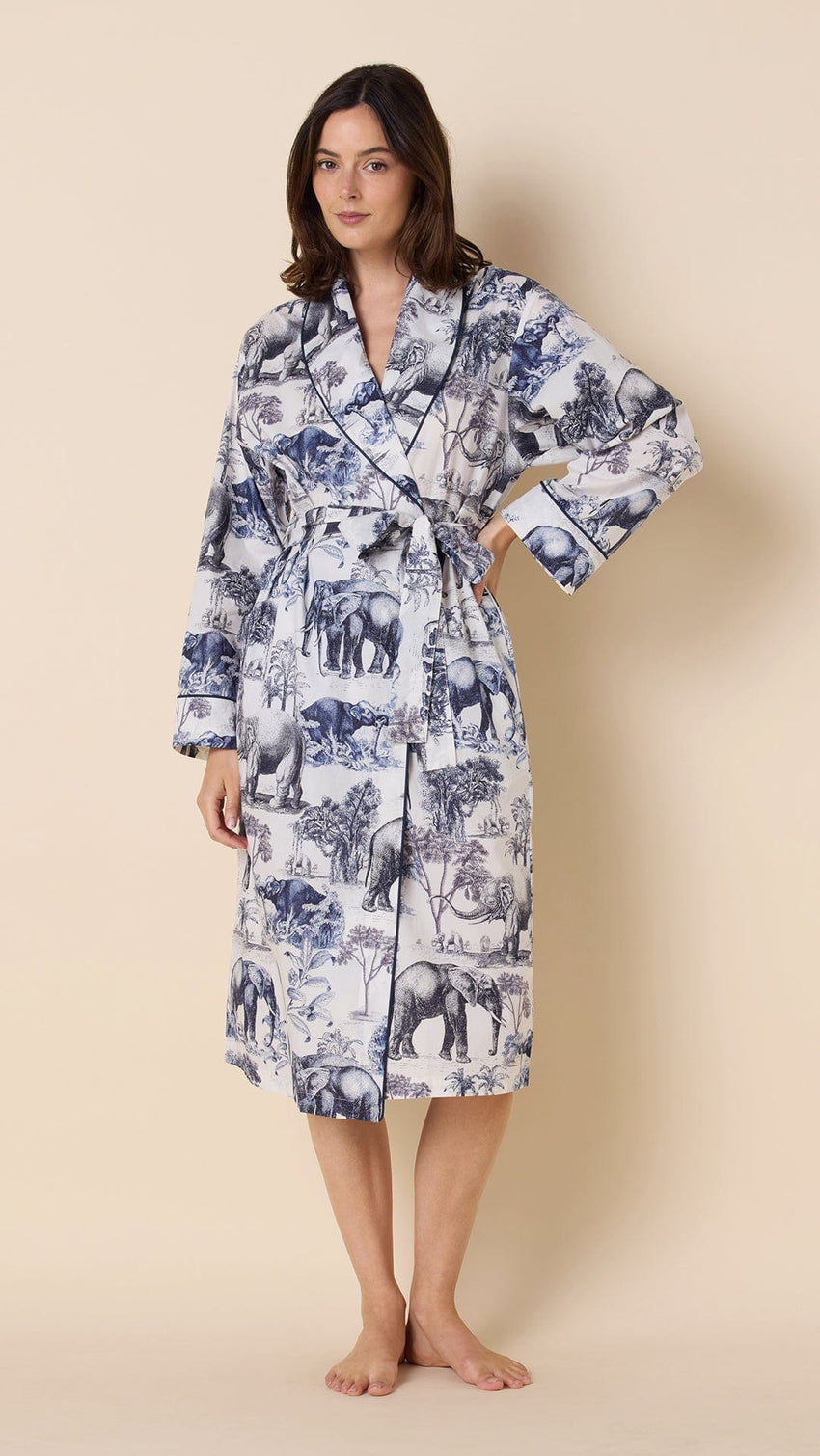 Safari Toile Luxe Pima Shawl Robe Extra White