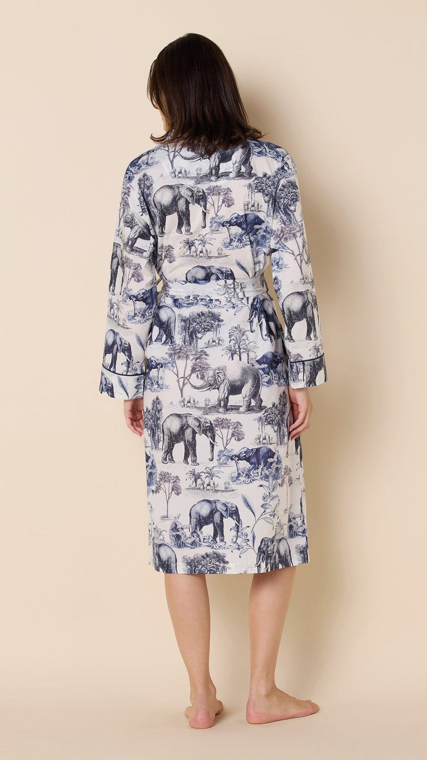 Safari Toile Luxe Pima Shawl Robe Hover White