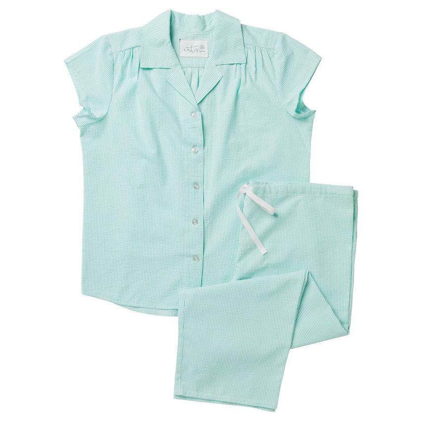 Seersucker Stripe Capri - Mint Extra Mint