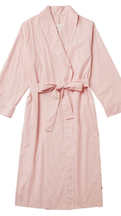 Simple Stripe Luxe Pima Shawl Collar Robe Wide Red