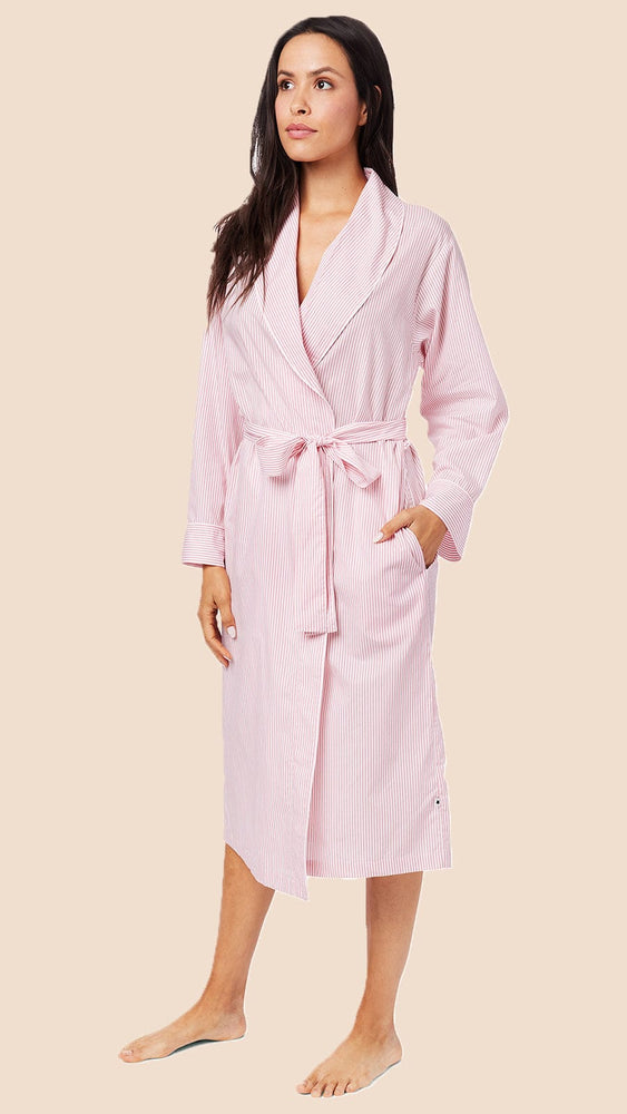 Simple Stripe Luxe Pima Shawl Collar Robe Main Red