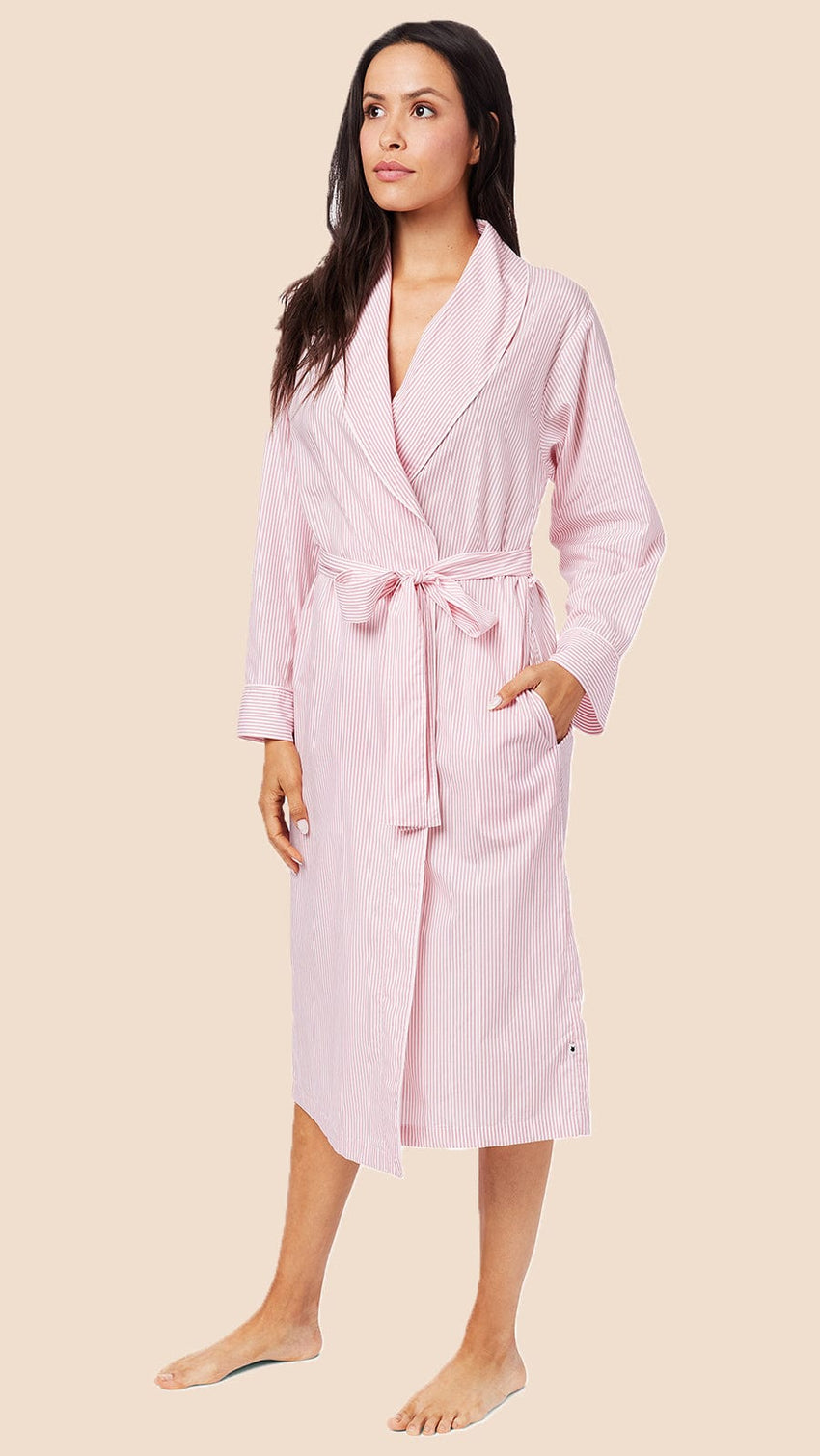 Simple Stripe Luxe Pima Shawl Collar Robe Main Red