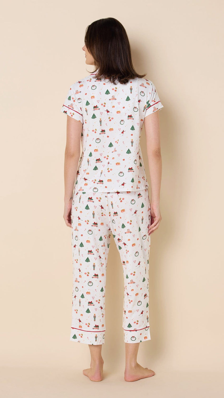 A Very Vintage Christmas Pima Knit Capri Set Hover White