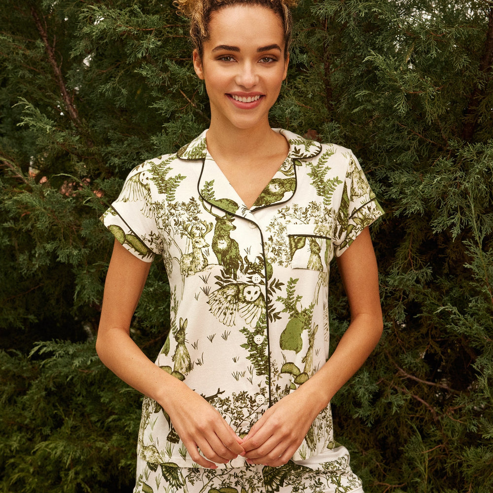 Woodside Pima Knit Short-Sleeved Short Set Extra White