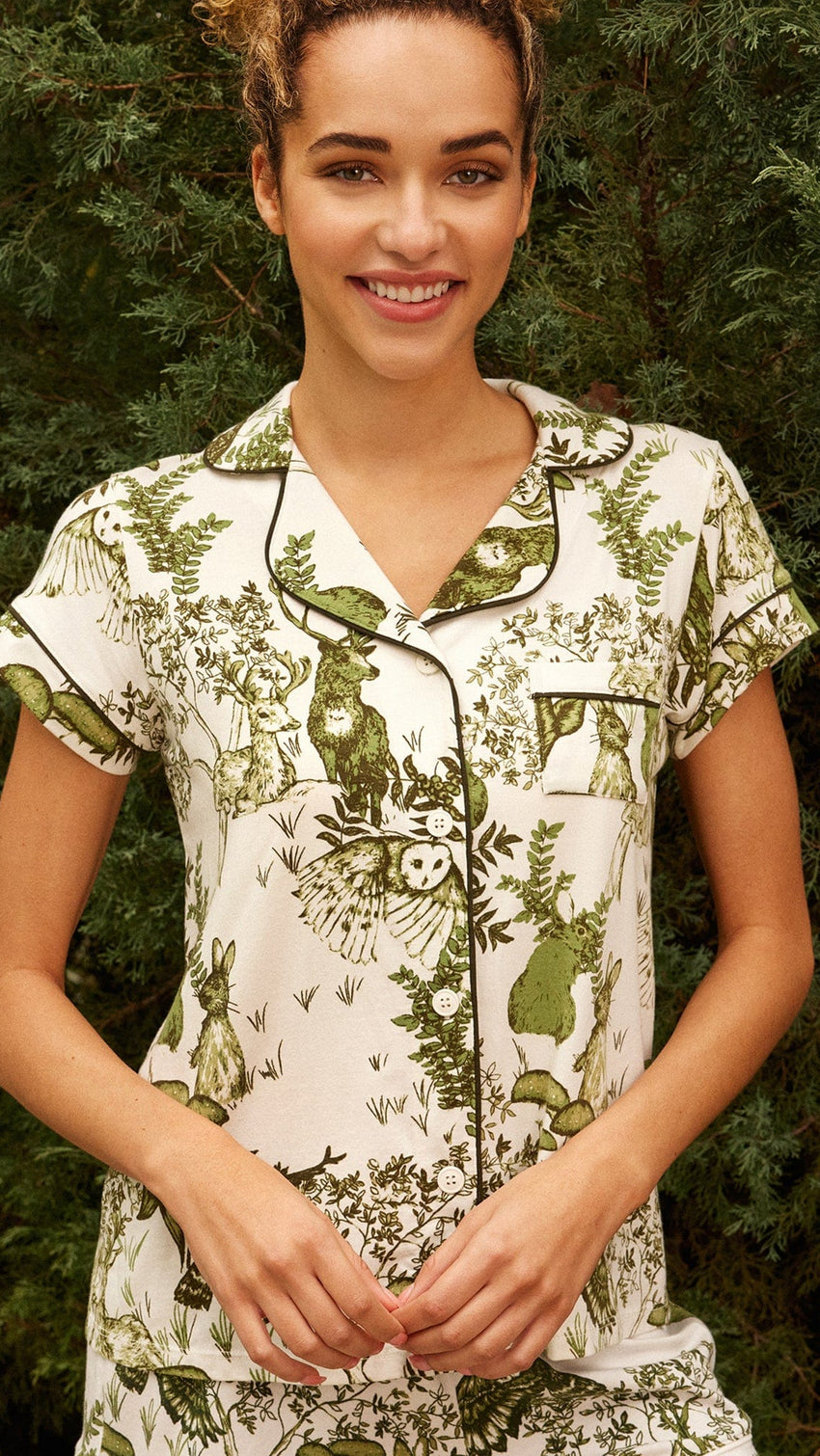 Woodside Pima Knit Short-Sleeved Short Set Extra White