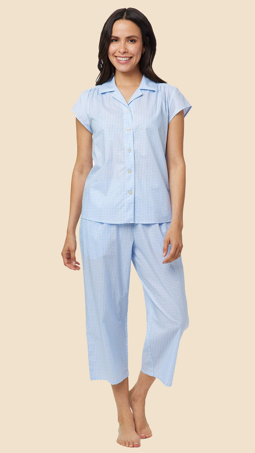 Classic Gingham Luxe Pima Capri - Blue Extra Blue Wide