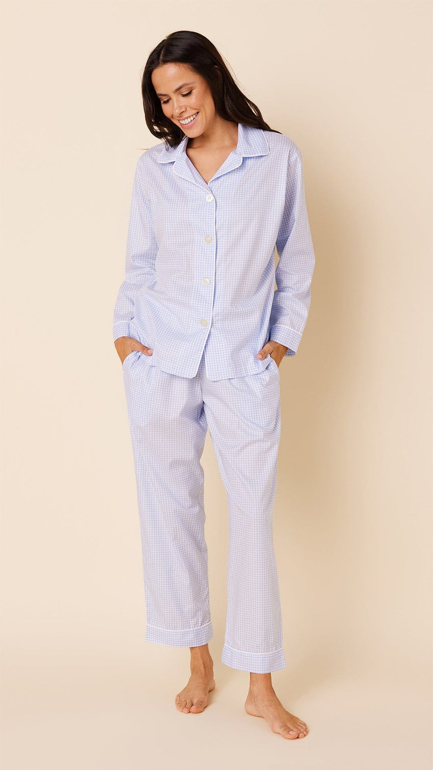Classic Gingham Luxe Pima Pajama - Blue Main Blue