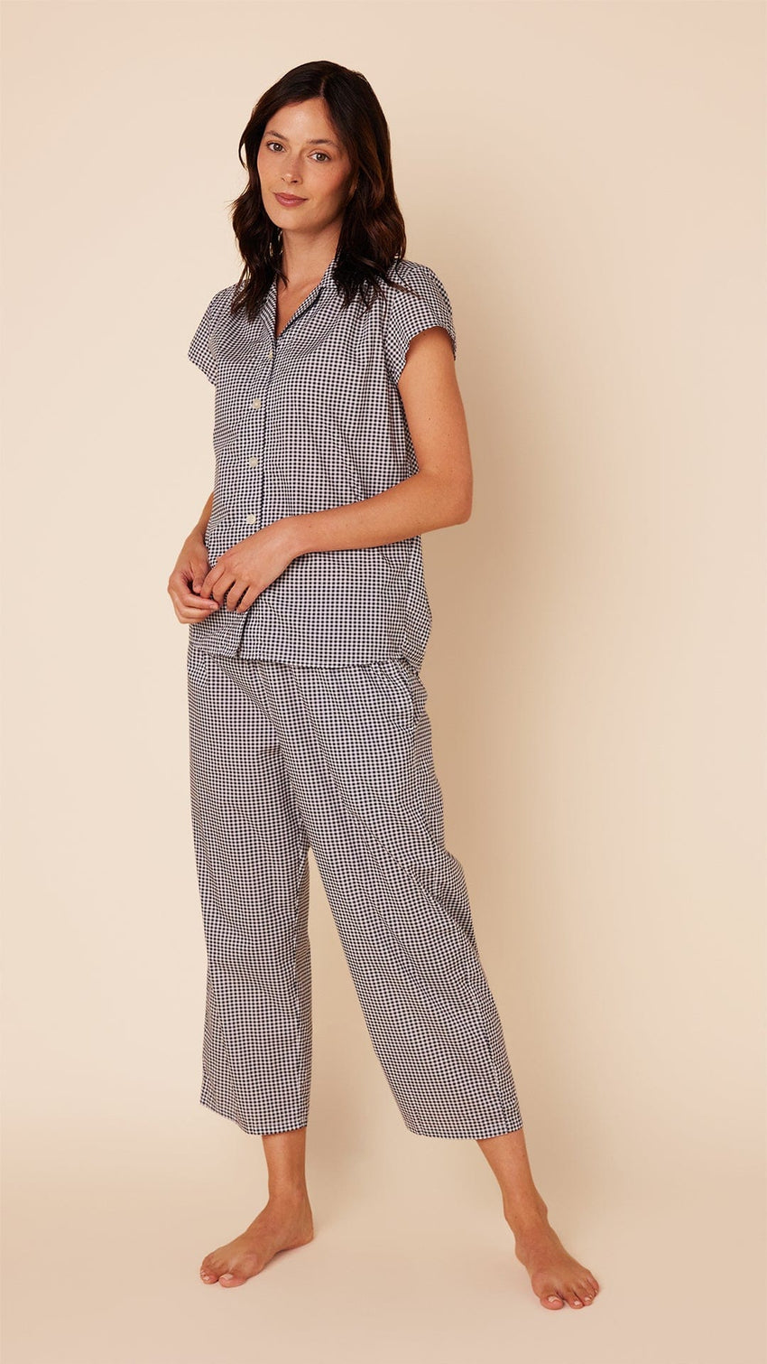 Classic Gingham Luxe Pima Capri - Navy Main Navy