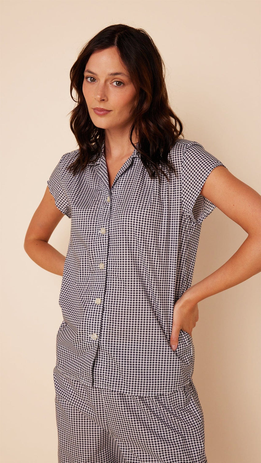 Classic Gingham Luxe Pima Capri - Navy Extra Navy