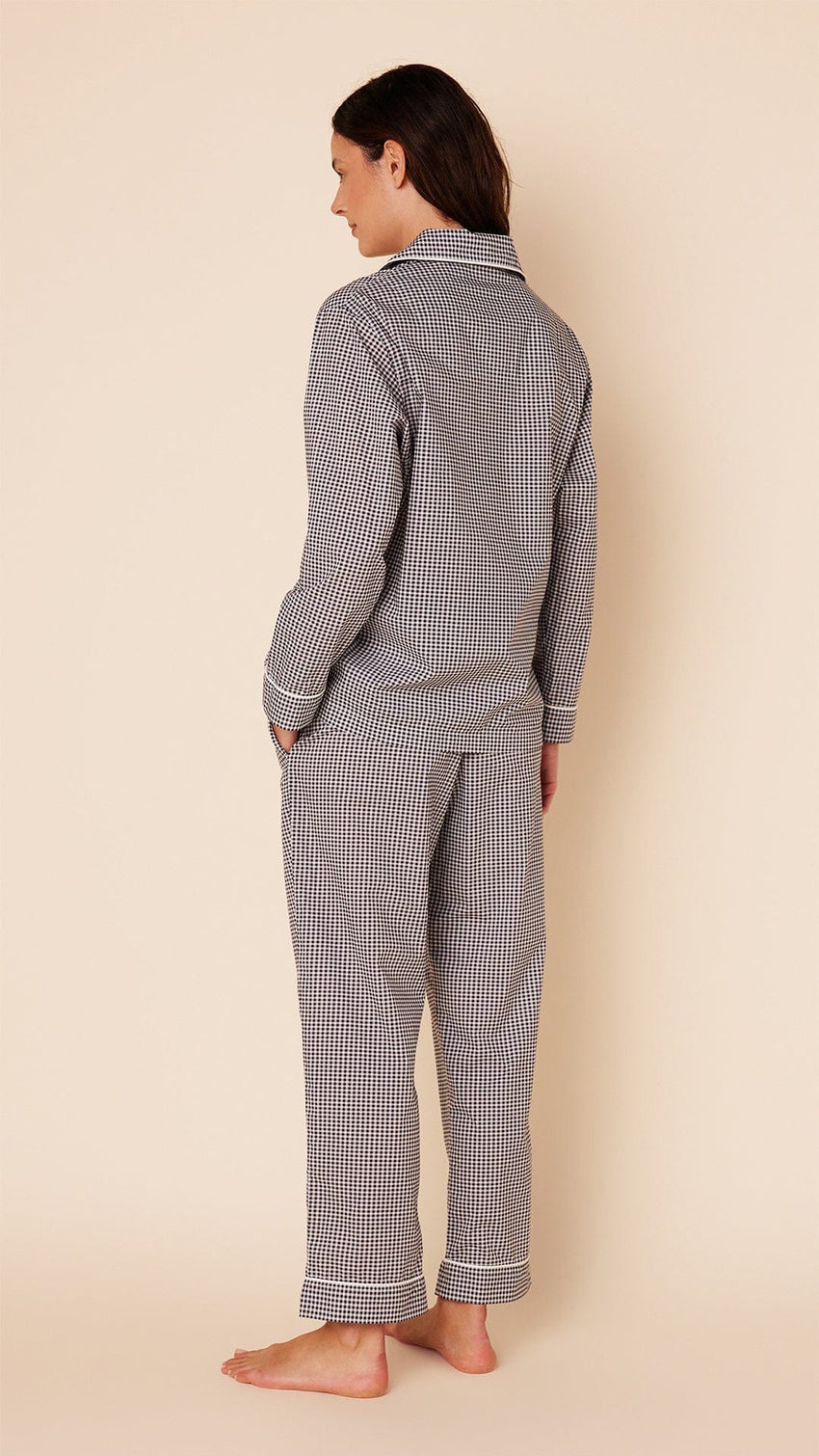 Classic Gingham Luxe Pima Pajama - Navy Hover Navy