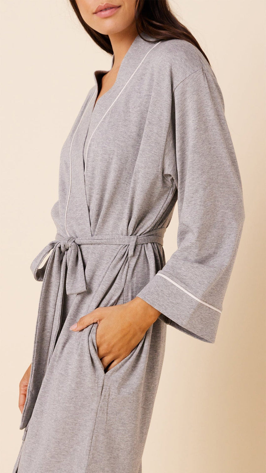 Classic Pima Knit Robe - Heather Grey Extra Heather Grey