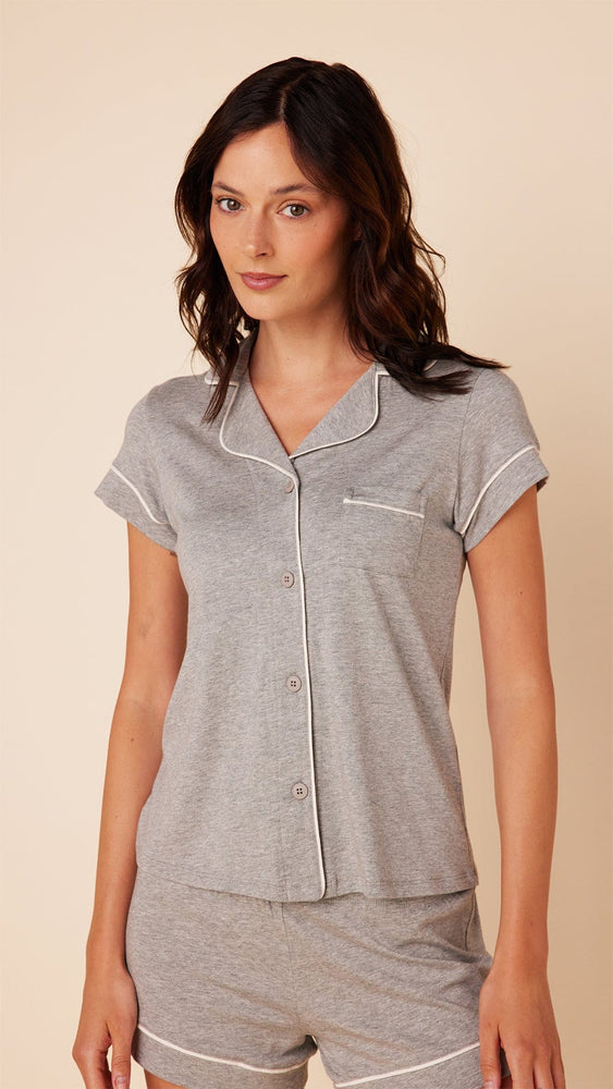 Classic Pima Knit Short Set - Heather Grey Extra Heather Grey