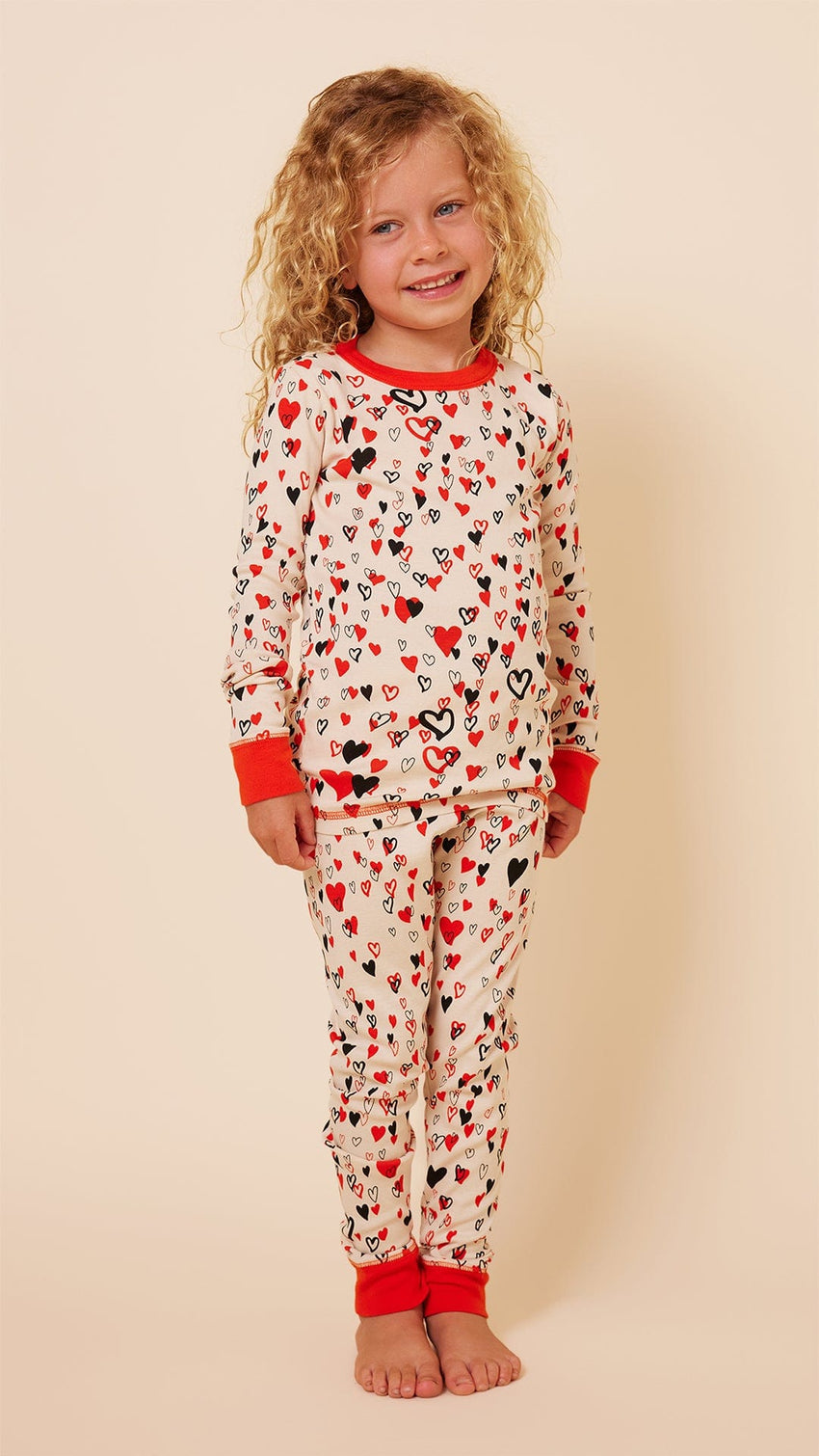 Kids Sweethearts Pima Knit Long-Sleeved Pajama Main White