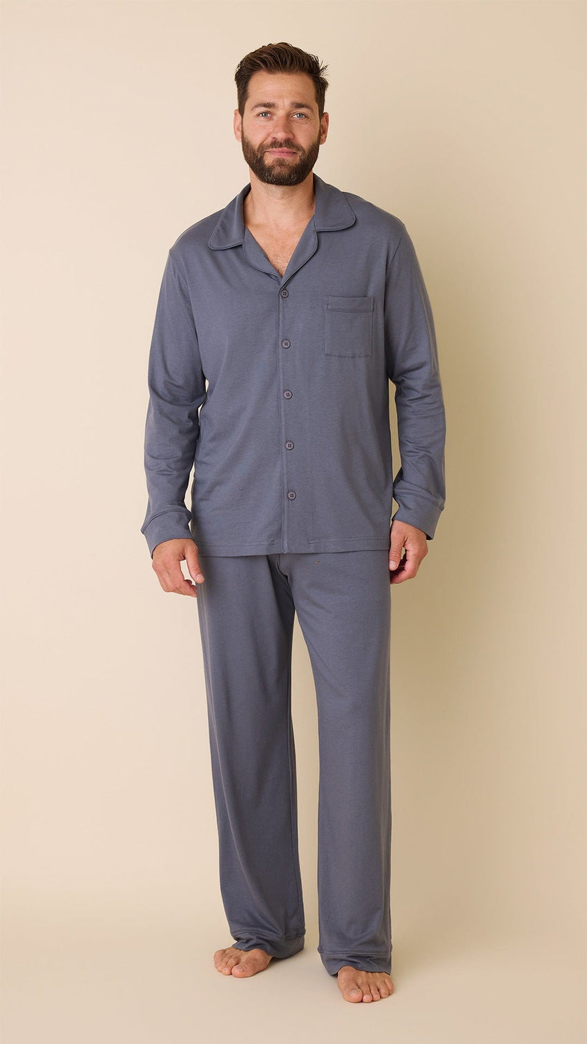 Classic Men's Pima Knit Pajama Set - Steel Hover Steel