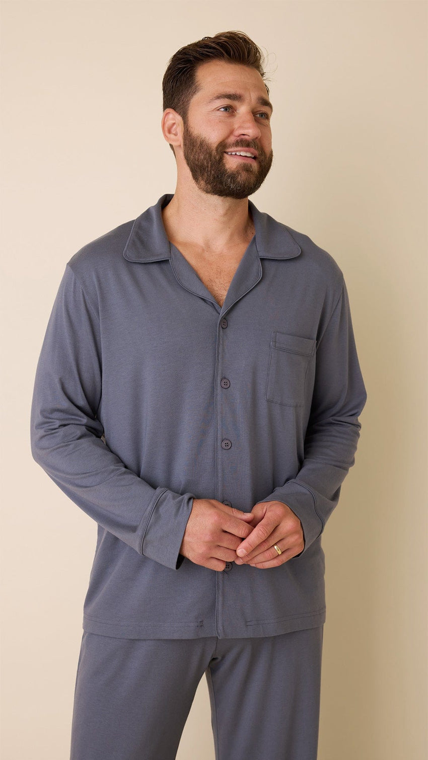 Classic Men's Pima Knit Pajama Set - Steel Main Steel