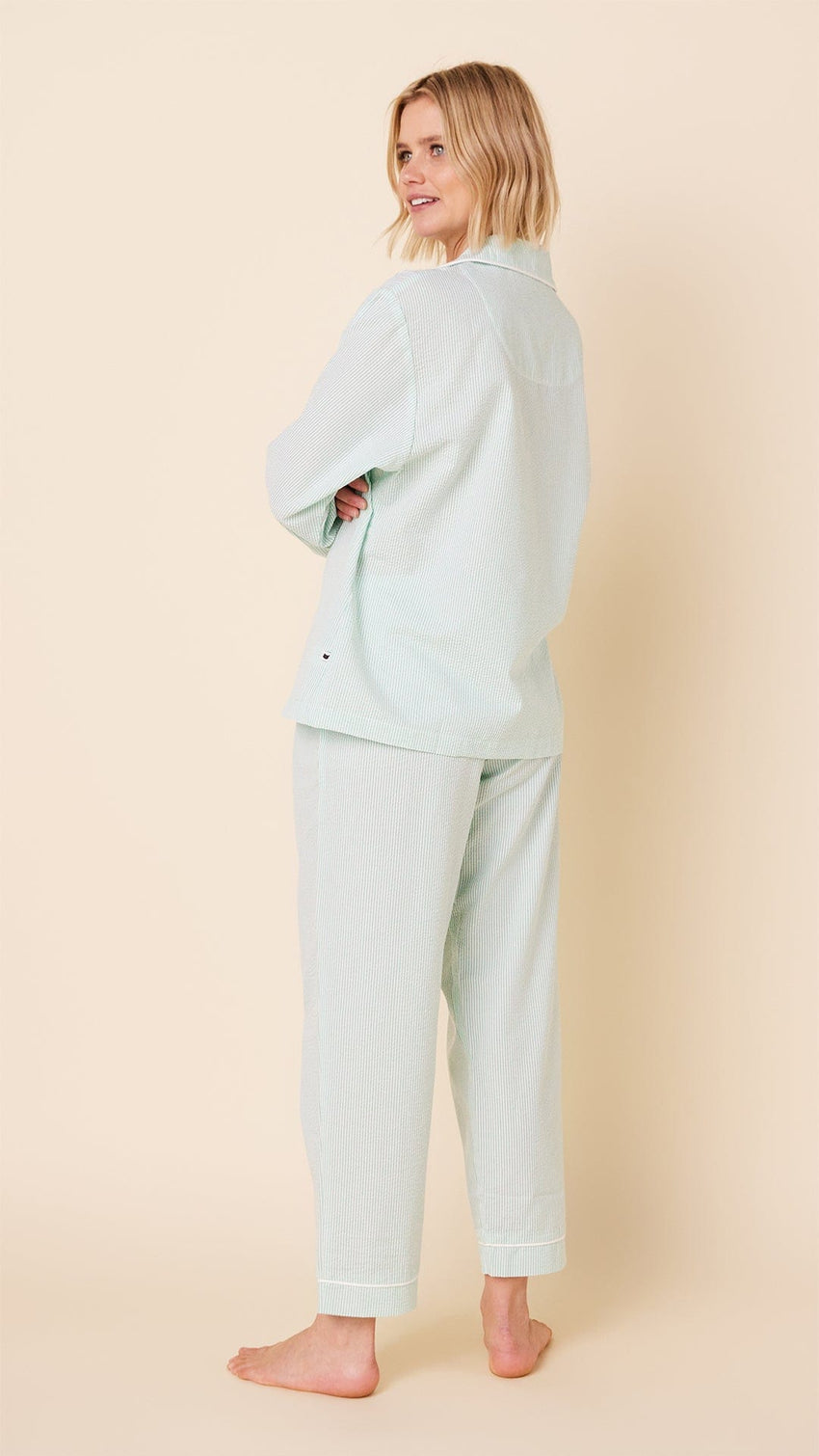 Seersucker Stripe Pajama - Mint Hover Mint