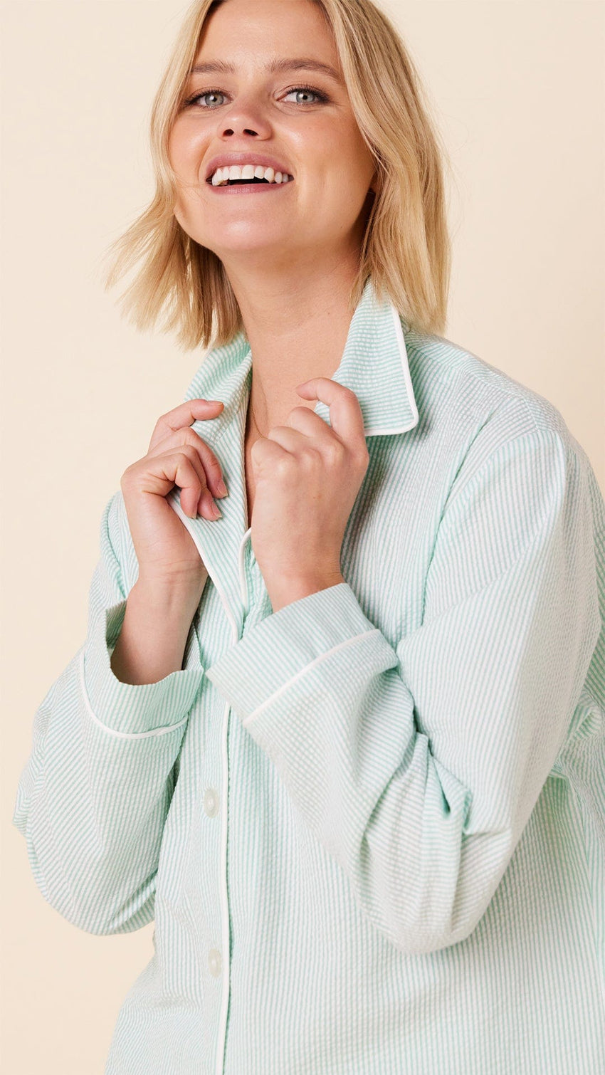 Seersucker Stripe Pajama - Mint Wide Mint
