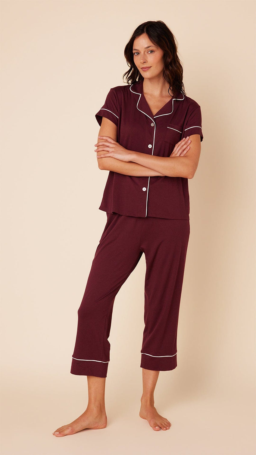 Classic Pima Knit Capri - Mulled Wine Main Mulled Wine