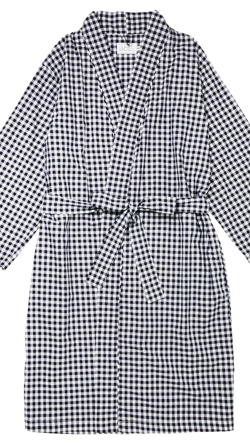 Gingham Luxe Pima Kimono Robe Description Black