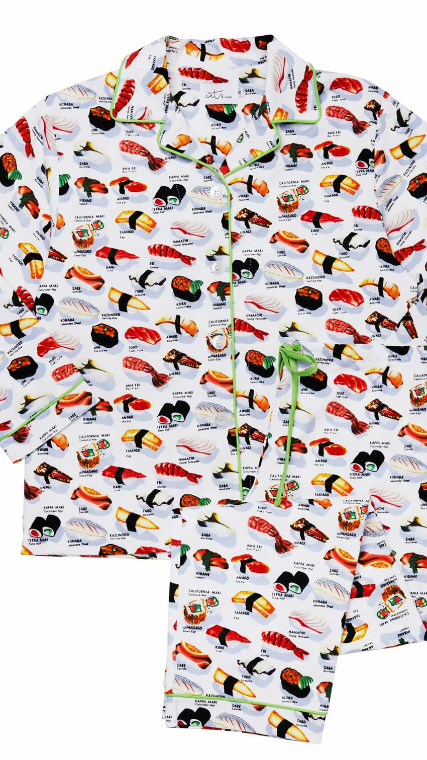 Sushi Flannel Pajama - White Wide White