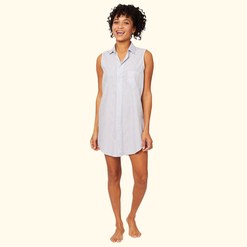 Simple Stripe Luxe Pima Sleeveless Night Shirt Simple Stripe Luxe Pima Sleeveless Night Shirt