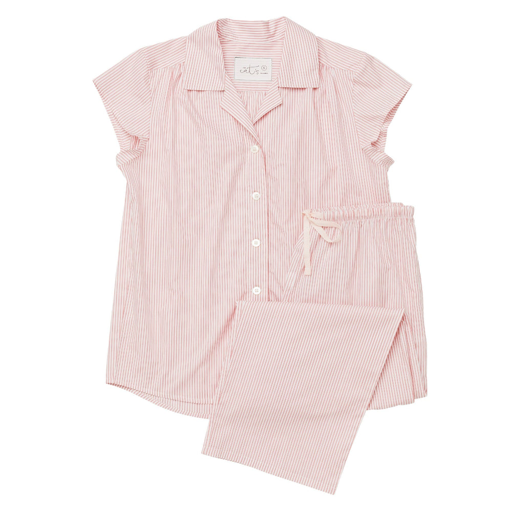 Simple Stripe Luxe Pima Capri - Pink Wide Red