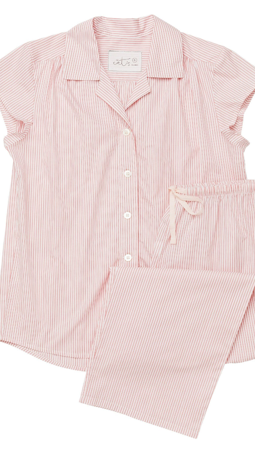 Simple Stripe Luxe Pima Capri - Pink Wide Red
