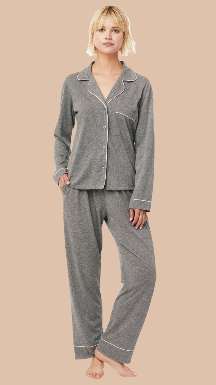Classic Pima Knit Pajama - Heather Grey Main Heather Grey