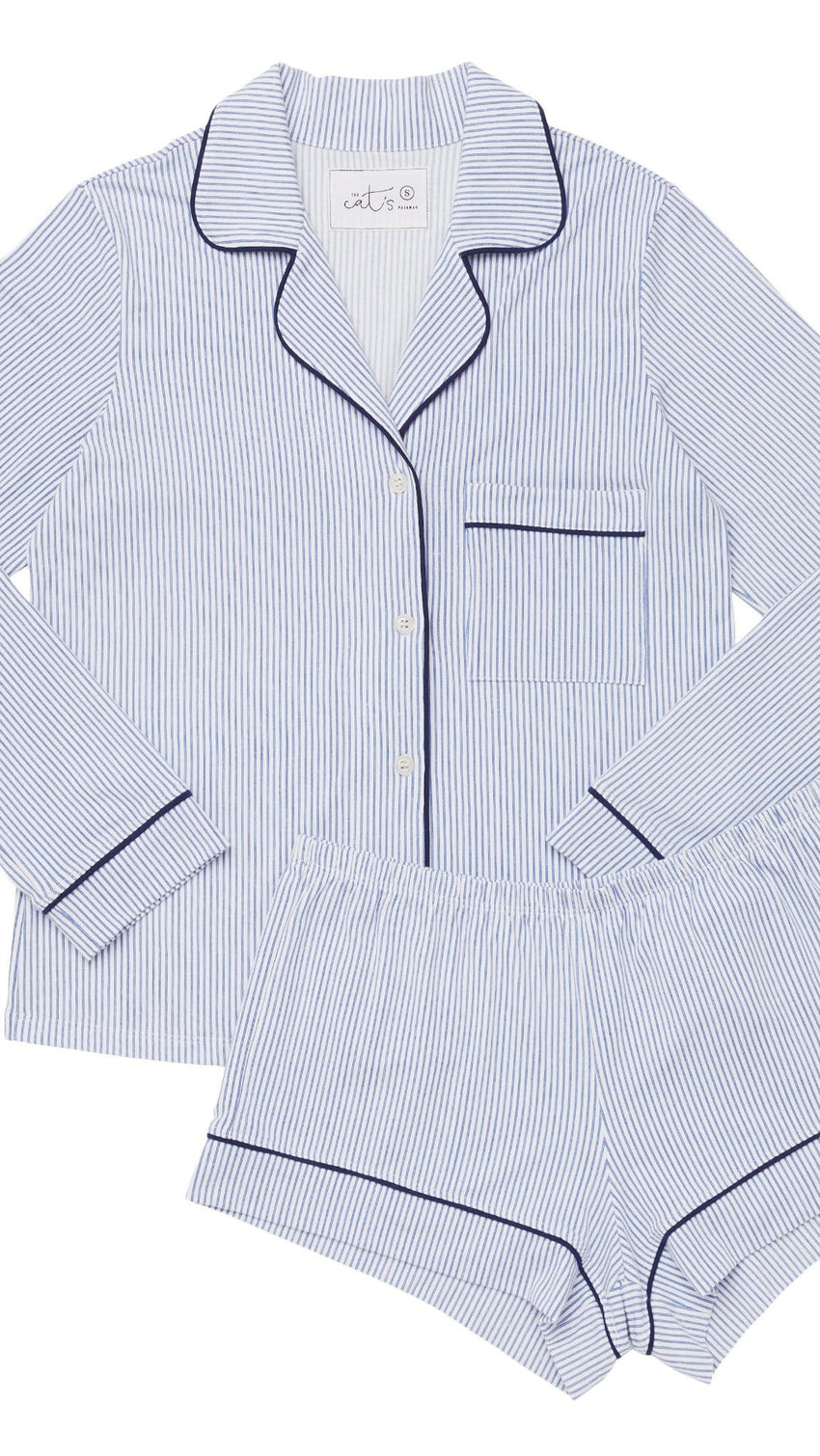 Simple Stripe Pima Knit Long-Sleeved Short Set Simple Stripe Pima Knit Long-Sleeved Short Set