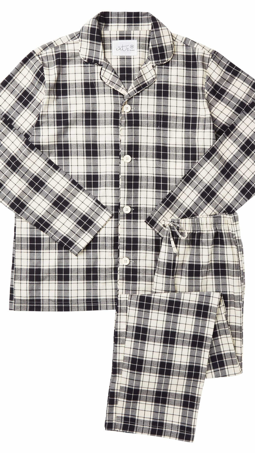 Denmark Men's Pima Flannel Pajama Wide Black