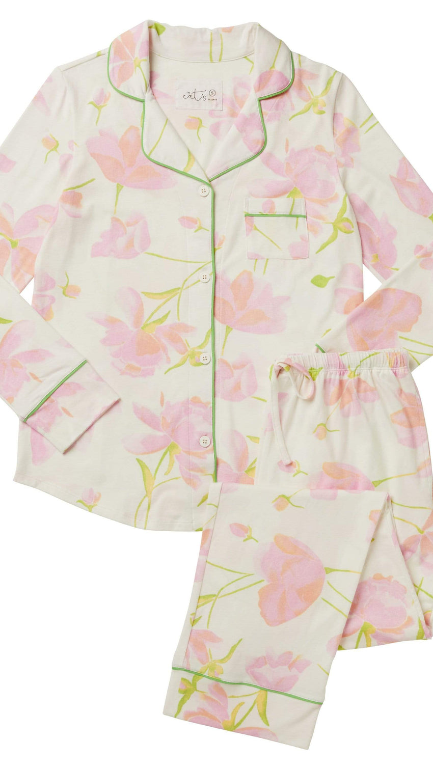 Emma Rose Pima Knit Pajama Description White