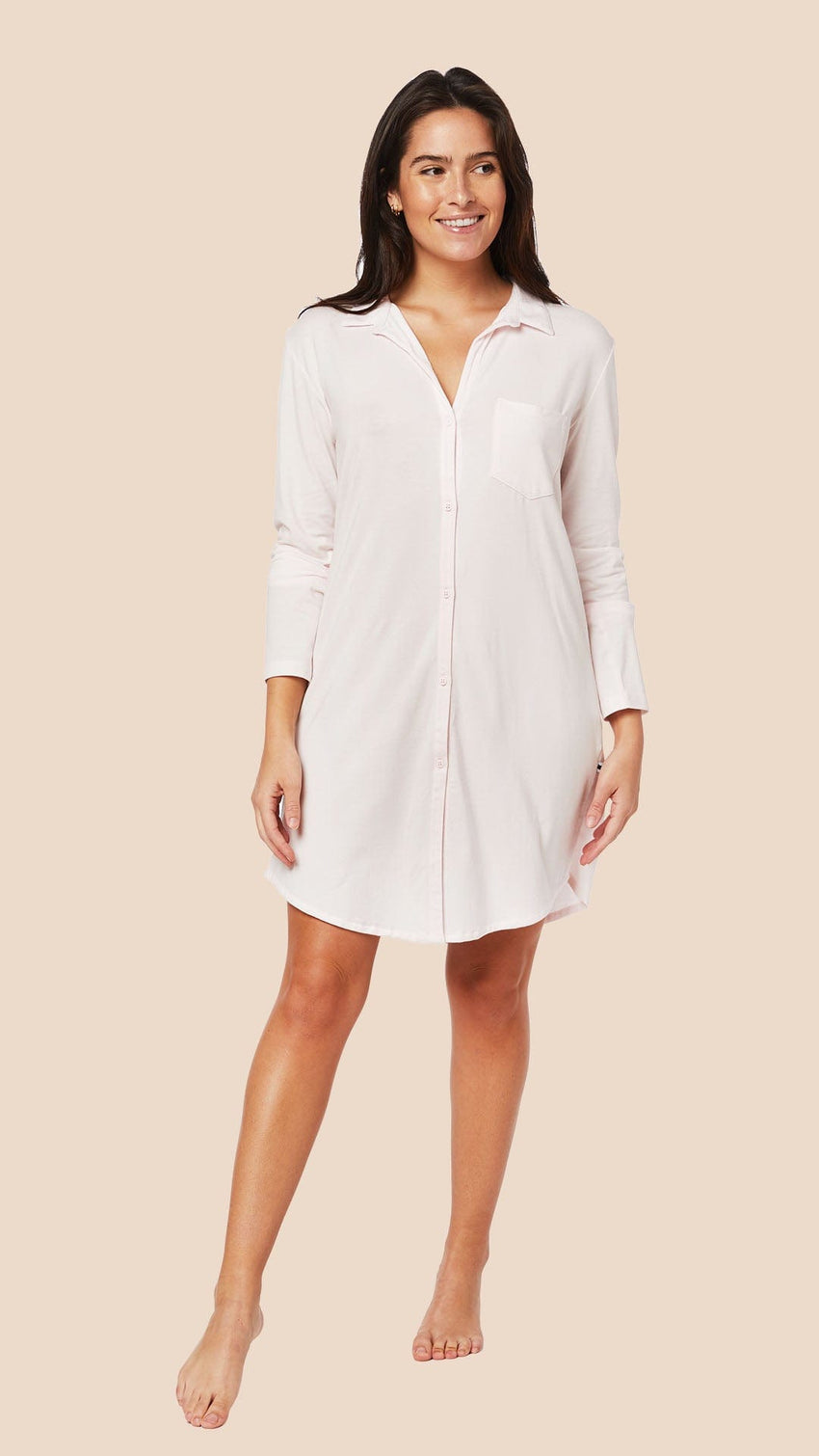 Classic Pima Knit Night Shirt - Powder Pink Main Powder Pink