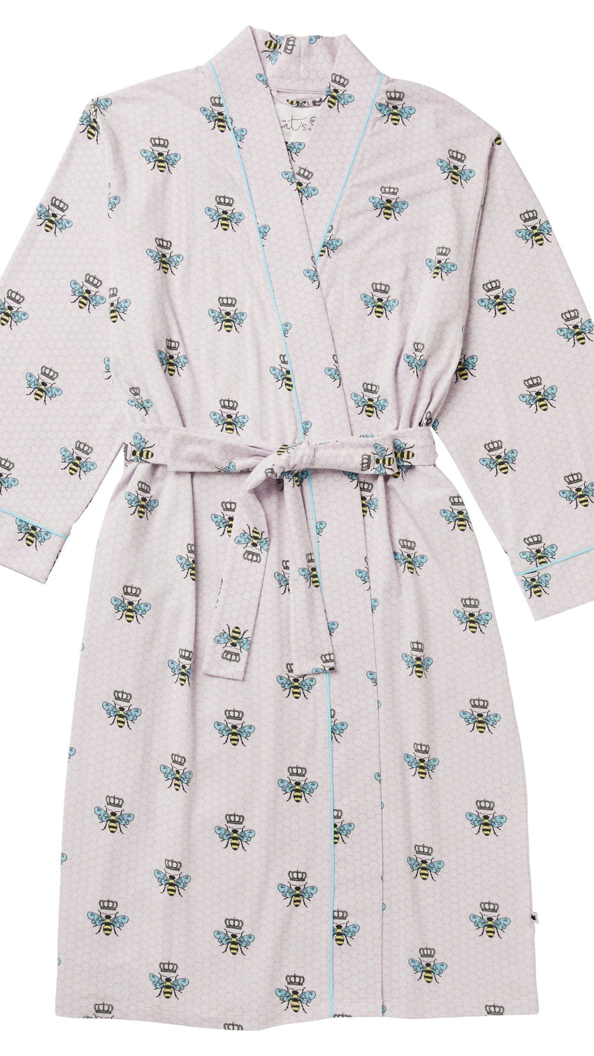 Queen Bee Pima Knit Robe - Pink Wide Lavender