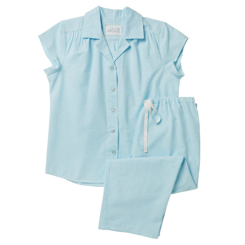 Seersucker Stripe Capri - Blue Extra Blue