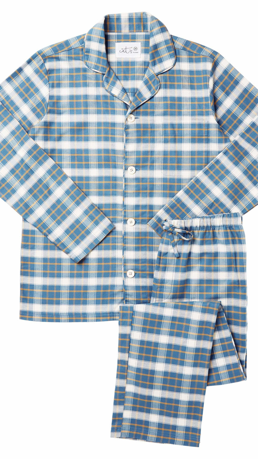 Sun Valley Men's Pima Flannel Pajama Wide Blue