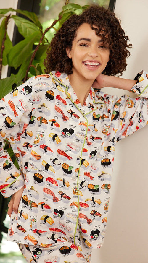 Sushi Flannel Pajama - White Wide White
