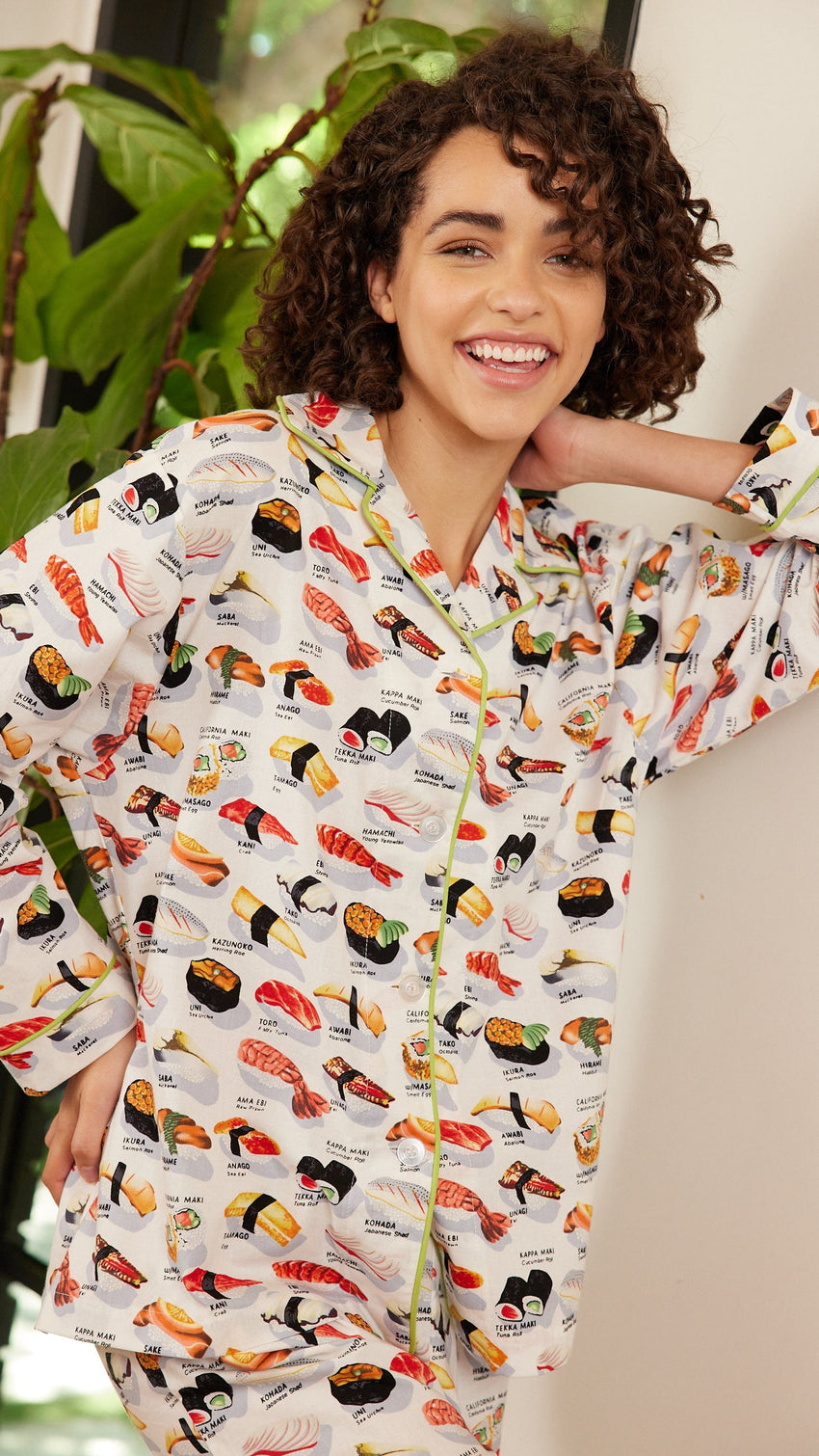 Sushi Flannel Pajama - White Wide White