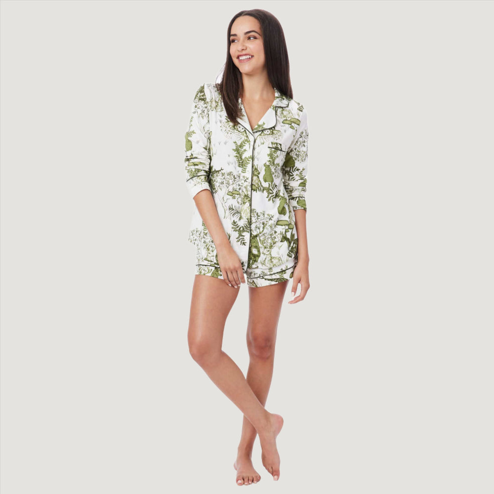Woodside Pima Knit Long-Sleeved Short Set Woodside Pima Knit Long-Sleeved Short Set