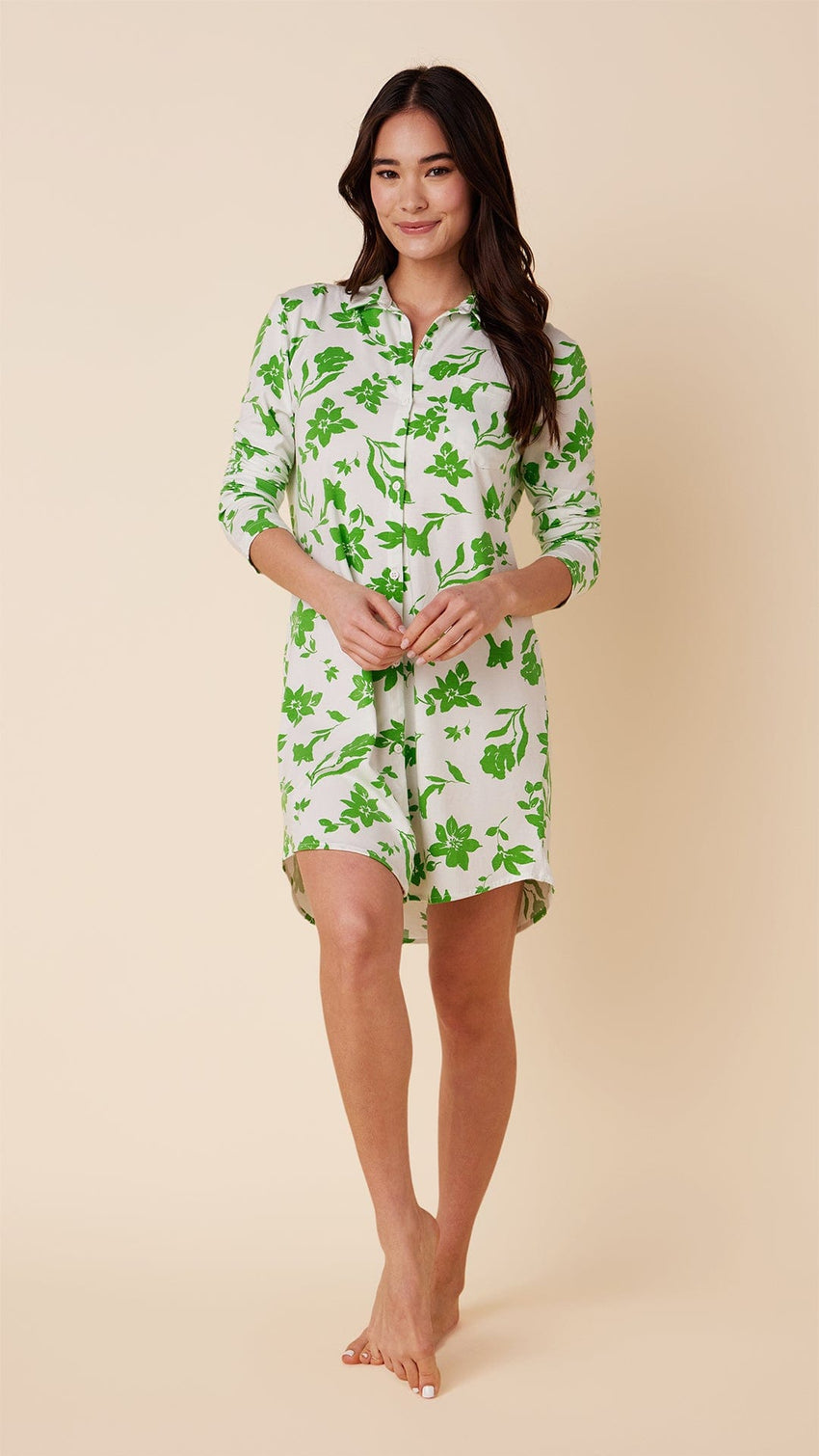Isa Pima Knit Night Shirt Main White