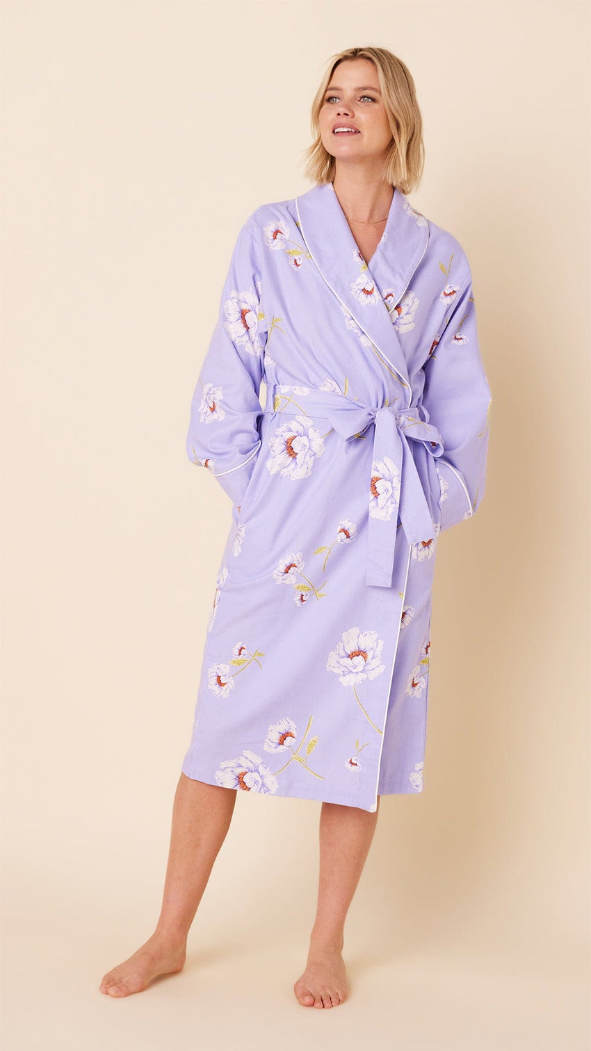 Isabella Shawl Collar Flannel Robe Main Lavender