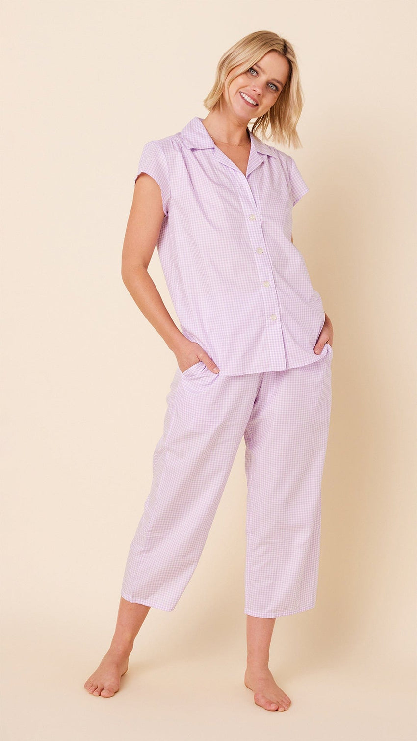 Classic Gingham Luxe Pima Capri - Lavender Main Lavender