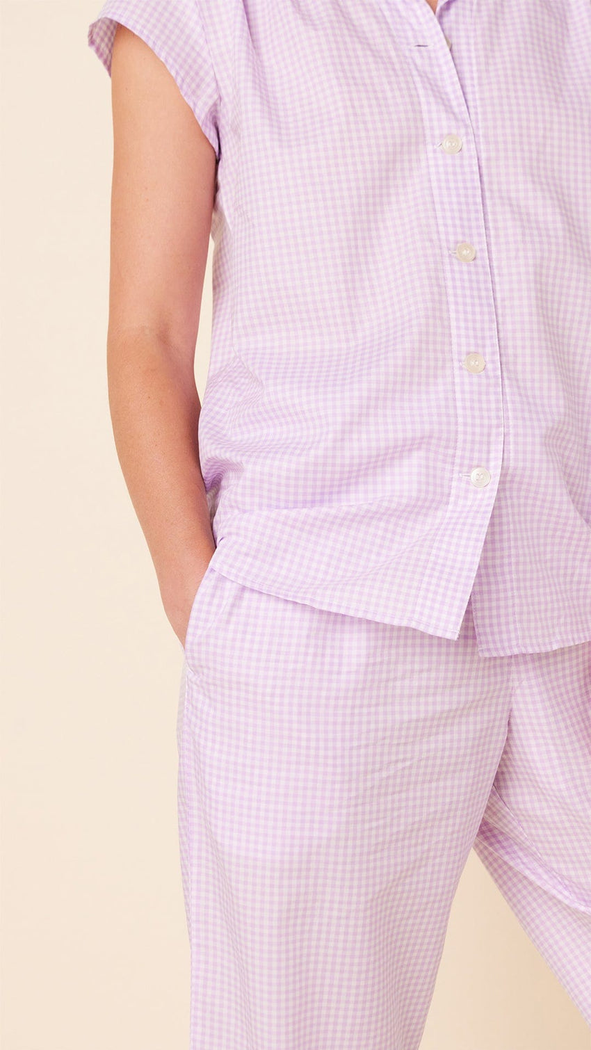 Classic Gingham Luxe Pima Capri - Lavender Extra Lavender