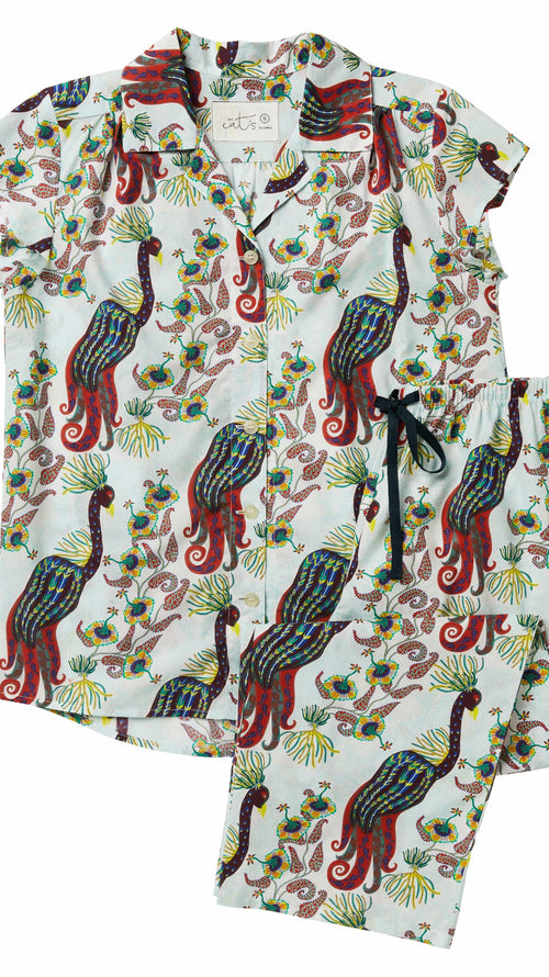 Peacock Tropicale Luxe Pima Capri Description White