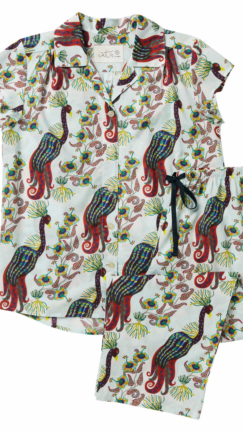 Peacock Tropicale Luxe Pima Capri Description White