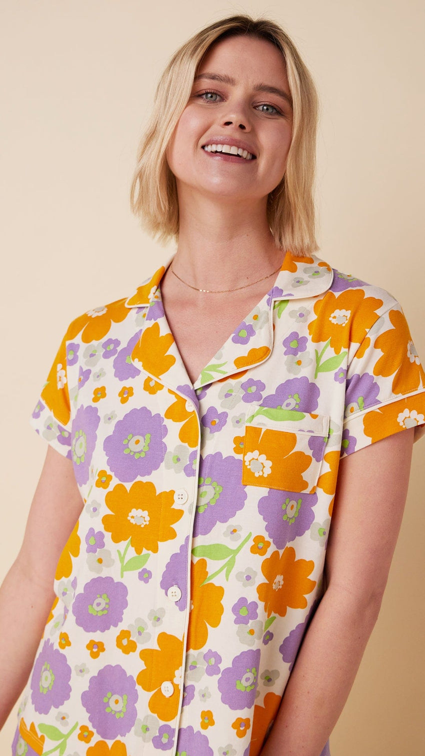 Popping Pansies Pima Knit Capri Extra White