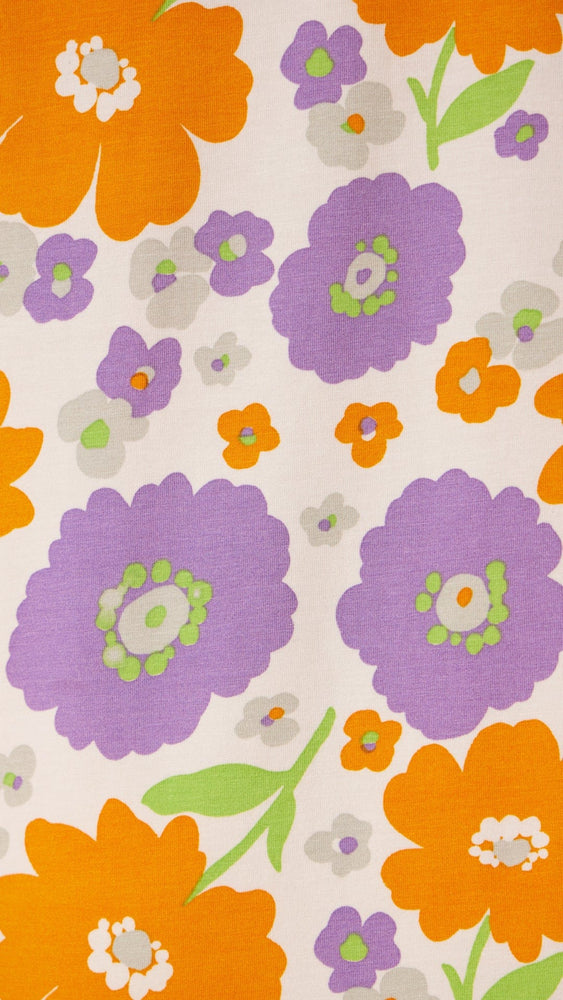 Popping Pansies Pima Knit Pajama Extra White
