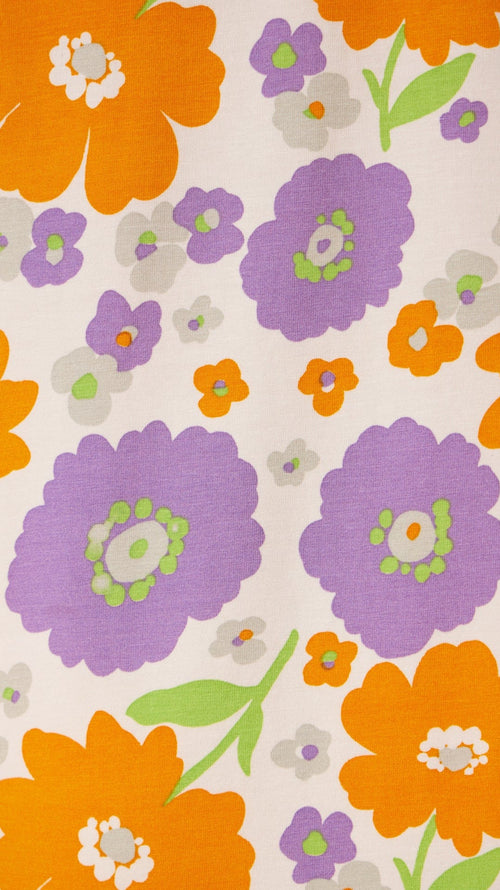 Popping Pansies Pima Knit Pajama Extra White