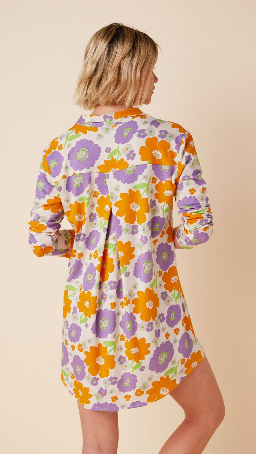 Popping Pansies Pima Knit Night Shirt Hover Extra White