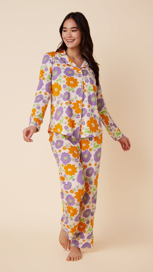 Popping Pansies Pima Knit Pajama Extra White